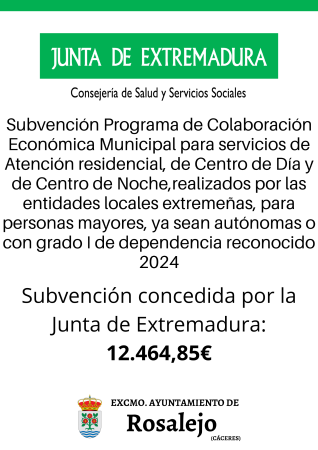 Imagen Programa de Colaboración Económica Municipal para servicios de Atención residencial, de Centro de Día y de Centro de Noche,realizados por las entidades locales extremeñas, para personas mayores, ya sean autónomas o con grado I de dependencia reconocido 2024