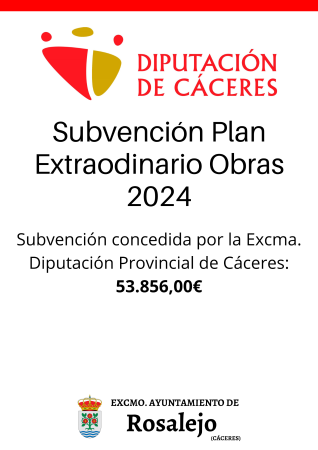 Imagen SUBVENCIÓN PLAN EXTRAORDINARIO OBRAS 2024. DIPUTACIÓN DE CÁCERES