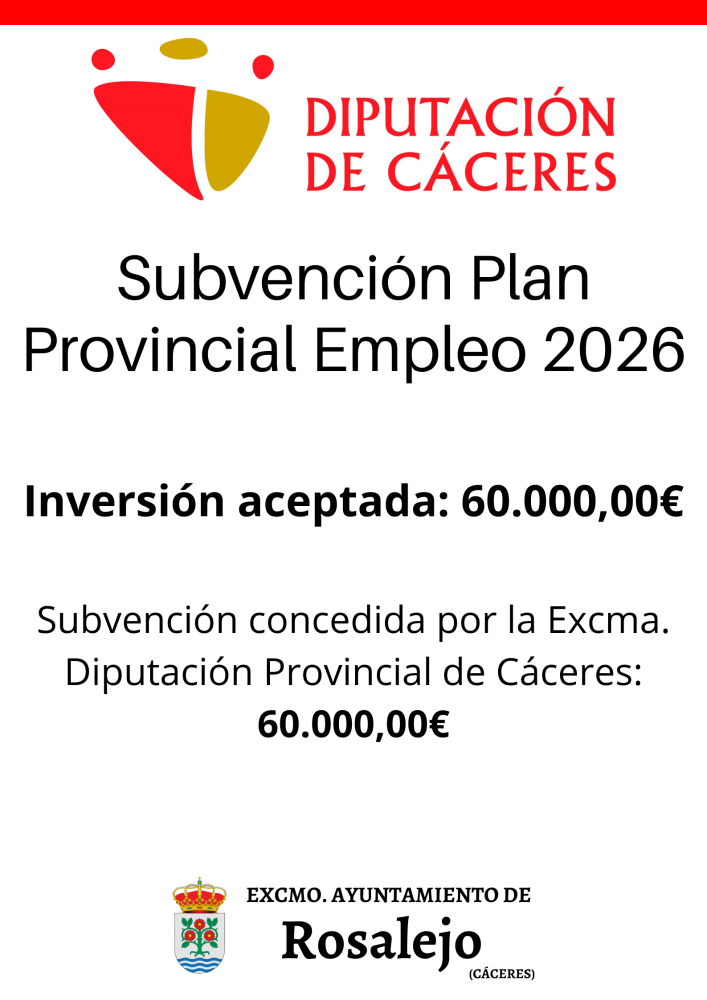 Imagen SUBVENCIÓN PLAN PROVINCIAL EMPLEO 2026. DIPUTACIÓN DE CÁCERES