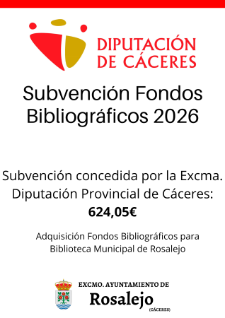 Imagen SUBVENCIÓN FONDOS BIBLIOGRÁFICOS 2026. DIPUTACIÓN DE CÁCERES