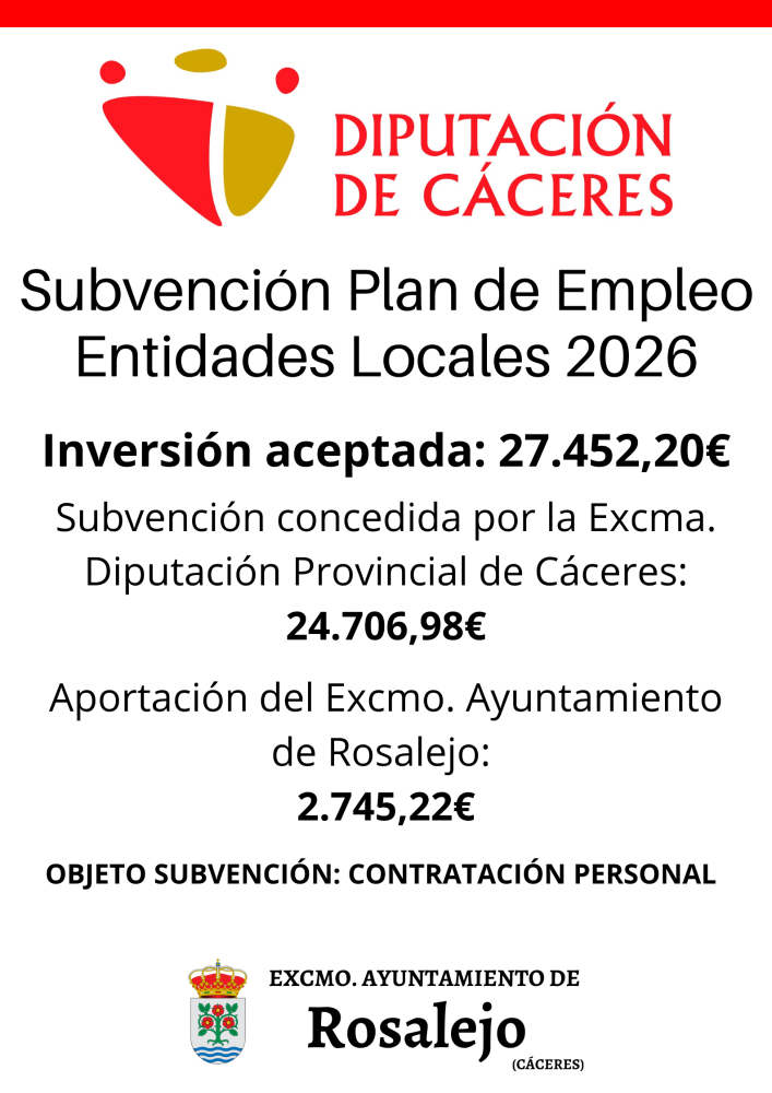 Imagen SUBVENCIÓN PLAN EMPLEO ENTIDADES LOCALES 2026. DIPUTACIÓN DE CÁCERES