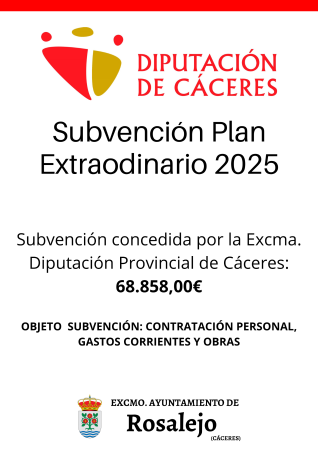 Imagen SUBVENCIÓN PLAN EXTRAORDINARIO 2025. DIPUTACIÓN DE CÁCERES