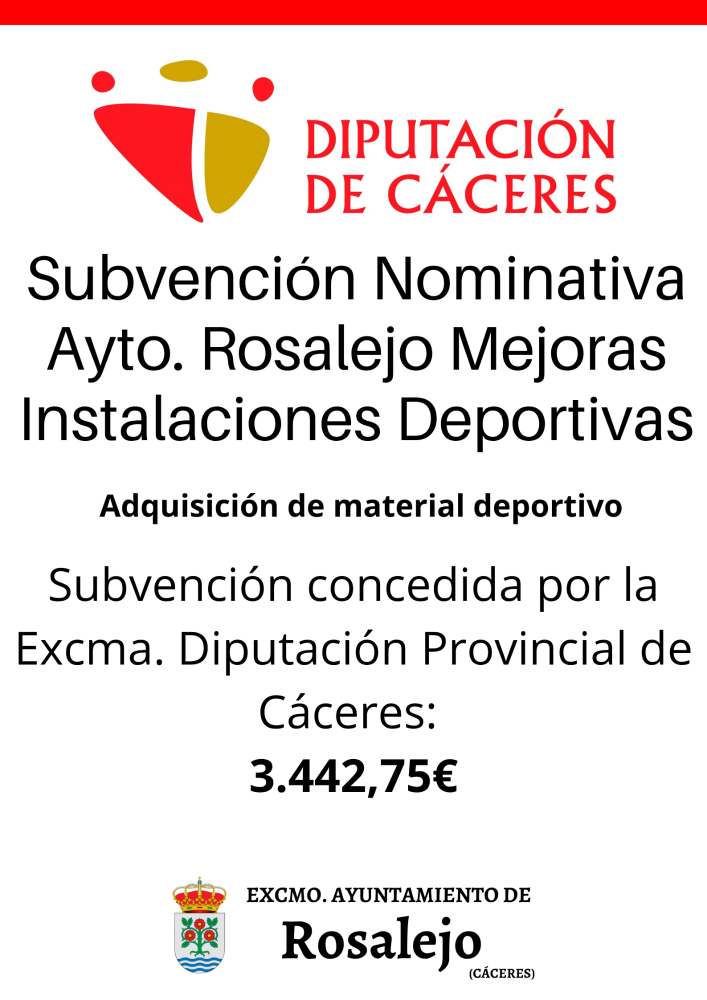 Imagen SUBVENCIÓN NOMINATIVA AYTO. ROSALEJO MEJORAS INSTALACIONES DEPORTIVAS