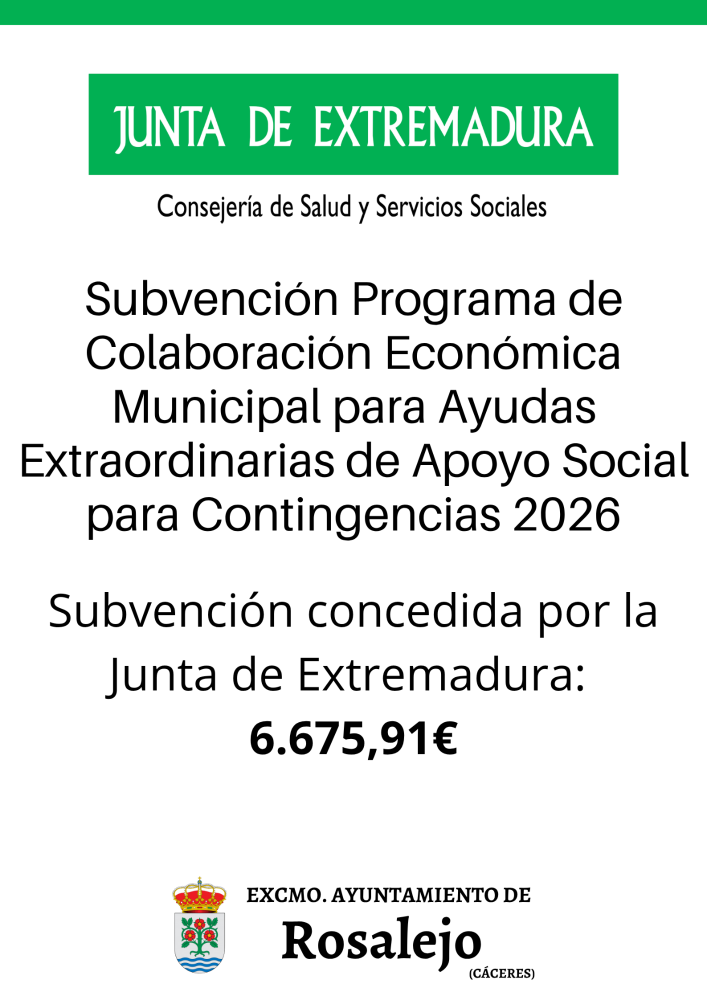 Imagen Subvención Programa de Colaboración Económica Municipal para Ayudas Extraordinarias de Apoyo Social para Contingencias 2026